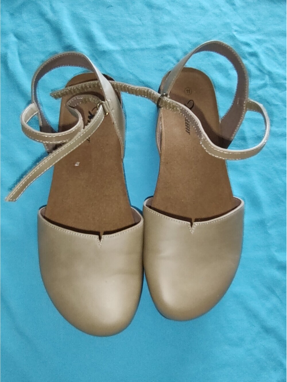 Athlefit Women's Beige Ankle Strap Sandals Size 11